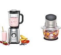 ROMMELSBACHER MX 1250 Stand Mixer, 1200, nerūsējošais tērauds, 1,75 litri & MZ Multi Chopper 400 Jaudīgs motors, stikla trauks, melns slīpēts hroms, 400 W, 4 asmeņi, speciāls nazis, 1 litrs