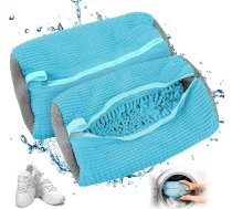 Apavu mazgāšanas maisiņš veļas mašīnai 2 iepakojumu komplekts ar vairākiem apavu mazgāšanas maisiņiem Sneaker Wash Bag visu veidu apaviem, aizsargā gan apavus, gan veļas mašīnu (gaiši zils), gaiši zils