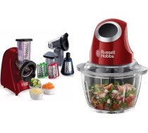 Russell Hobbs Desire Slice & Go (3 rīvēšanas ieliktņi: rupja un smalka, griezējs), 200 W un mini smalcinātājs Desire, vadības poga ar vienu roku, 500 ml stikla trauks ar vāku, dārzeņu smalcinātājs