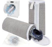Flintronic 2 x apavu maisiņi, veļas mašīnai, apavu mazgāšanas maisiņš, 360° tīrīšanas pūka un rāvējslēdzējs, atkārtoti lietojams tīklveida apavu, veļas maisiņš, veļas mašīnai, žāvētājam (tumši pelēks)