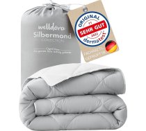 Opticlima Sega alerģiju slimniekiem 135 x 200 cm, pārbaudīta speciālistu, Oeko-Tex sertificēta Vācijā, visu gadu sega vasarai un ziemai, divpusēja sega, augstākās kvalitātes sega - sudrabaini pelēka/balta,