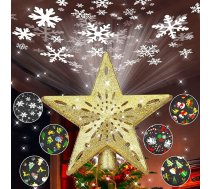Johiux Tree Topper Ziemassvētku rotājums, Ziemassvētku eglīte Topper zvaigzne ar LED projektoru, Ziemassvētku eglīte Topper rotājums, Ziemassvētku eglītes rotājums Topper, Ziemassvētku eglītes rotājums Topper, Projektors Ziemassvētku iekšte