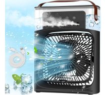 BuzzoXerex Mobilie gaisa kondicionieri, Mini gaisa dzesētājs, 5-in-1 gaisa kondicionieris, mazs portatīvais gaisa mitrinātājs, 7 LED gaisa dzesētājs, mazs ar 3 ātrumiem, gaisa dzesētājs ventilators ar ūdens dzesēšanu virtuvei, birojam