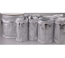 finemark Dekoratīvā lente Glamour Silver 25 m x 10 cm Dāvanu lenta galda skrējējs Spīdīga Ziemassvētku Adventes dekorēšana Glitter galda skrējējs Lente ar stieples malas lenti Metāliska kāzu krāsa Dzimšanas diena