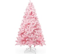 himaly 210 cm / 7 pēdas Ziemassvētku eglīte Flocked rozā krāsā ar kupliem pūkainiem rotājumiem ar sniegpārslokām, 1200 galotnes priežu lapu lapām, izgatavotas no PVC un izturīgas pamatnes, Ziemassvētku eglīte Ziemassvētku rotājumiem