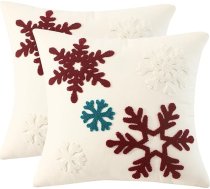 2 Ziemassvētku spilvenu pārvalku komplekts, 45 x 45 cm, balta sniega pārsla Tufteter Dekoratīvie spilveni dīvānam, viesistabai, guļamistabai, automašīnai, Merry Christimas Cushion Covers