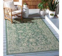 Safavieh ģeometriskais paklājs iekštelpām un ārpus telpām - ūdensizturīgs - Courtyard Collection, ar īsu pīlingu, zaļš un bēšs, 200 x 300 cm