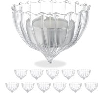 Relaxdays peldošs tējas lampu turētājs, 12 gab., stikls, ūdens dekorēšanai, kāzām, baseinam un dīķim, peldošām tējas lampiņām, caurspīdīgs