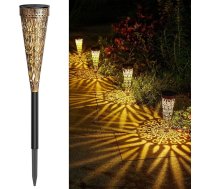 GEARLTIE Saules apgaismojums āra dārzam 4 gab., 800 mAh saules gaismas āra lietošanai ar siltu/baltu LED, IP65, izturīgs pret laikapstākļiem Balkona dekorēšana Dārza metāla laternas Saules āra ceļš Patio
