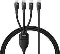 3in1 Flash Series 3 100W USB-C - 2x USB-C iPhone Lightning kabelis 1,5 m - melns