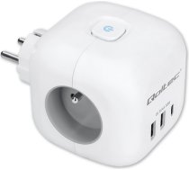 Power cube 6in1 pagarinātājs ar apgaismotu slēdzi | 3x ac | 2x usb | 1x usb-c pd 20w | balts