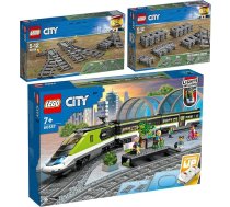 Lego City 3 komplekti: 60337 Pasažieru ekspresvilciens, 60238 Pagrieziena sliežu ceļi un 60205 Sliedes