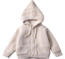 Cardigan baby 92 ar, meitenes kabeļa adījums, pogas aizdare jaka, flīsa oderējums, virsdrēbes, ziemas mētelis, topi, apģērbs Cardigan 152 (bēšs, 6-12 mēn.)