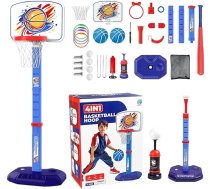 Basketbola grozs, bērnu basketbola grozs, 4 in 1 bērnu beisbola kreklu statīvs, regulējams augstums, āra sporta rotaļlietas, bumbu spēle iekštelpās, bērnu istabā, skolā