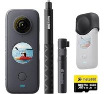 Insta360 ONE X2 Creator Kit — 5,7K 360° darbības kamera ar stabilizāciju, ūdensizturīgs, pateicoties IPX8, skārienekrāns, automātiska video rediģēšana, balss vadība