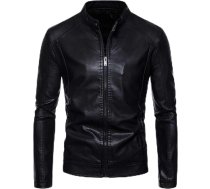 SRZYMJ Ādas jaka Vīriešu motocikla jaka Vīriešu ādas Retro Bomber jaka Vīriešu melna ziemas jaka bez kapuciņa Plāna lietus jaka Vīriešu velosipēdu lietus jaka 140