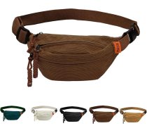 Adāmadatas soma vīriešiem un sievietēm Modes jostas somas nodalījumi ar Zip krūšu kabatā Regulējama siksna Bumbag Adāmadatas siksna naudas josta pārgājieniem Fitnesa velosipēdu dāvanas, brūna, Moda