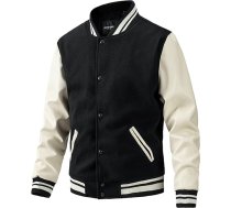SOOUICKER College Jacket Vīriešu ādas piedurkne Faux Leather Bomber jaka Vīriešu koledžas jaka Vīriešu siltā divu toņu Bomber jaka Vīriešu ziemas koledžas jaka Vīriešu futbola koledžas jaka Vīriešu futbola koledžas jaka Vīriešu Oldsch