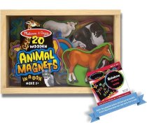 Dzīvnieku koka 20 magnētiņi kastītē dāvanu komplekts + bezmaksas Melissa & Doug Scratch Art Mini Pad komplekts [04756]