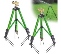 BAUSATZ Āra ūdens smidzinātājs pagalmam Dārza zāliena smidzinātājs ar misiņa smidzinātāja galviņu Trikāja šļūtenes smidzinātājs 360 grādu rotējošs trikāja smidzinātājs Regulējams dārza smidzinātājs Smags trieciena smidzinātāj