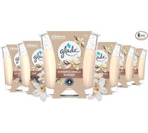 Glade Romantic Vanilla Blossom aromātiskās sveces stikla kārbā, 6 sveces (6 x 112 g), deg līdz 27 stundām uz vienu sveci