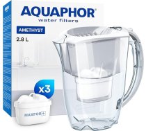 Aquaphor Amethyst filtra krūze - dzeramā ūdens krūze ar 3 oriģināliem Maxfor Plus kārtridžiem, krāsa: balta