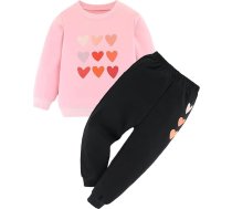BOMDEALS Cute Toddler meitenes treniņtērps - Ziemassvētku Valentīna diena Sirds drukāt bērnu apģērbu Long Sweatshirt un treniņbikses apģērbs