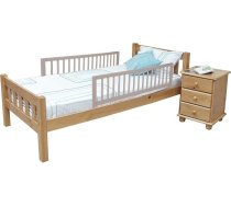 Safetots Divpusējs koka gultas aizsargs, pelēks, 38 cm augsts x 110 cm plats, gultas sliede, droša bērnu gultiņas sliede, iepriekš samontēta, viegla uzstādīšana
