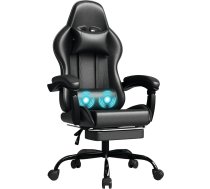 JUMMICO spēļu krēsls, rakstāmgalda krēsls ar masāžas funkciju, ergonomisks biroja krēsls ar kāju balstu, 150 kg, melns