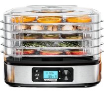 ROMMELSBACHER DA 350-5 Dehidrators žāvēšanai, 0,42 m², temperatūras izvēle no 35 °C līdz 75 °C, 36 stundu taimeris, automātiskā izslēgšanās, 2 graudaugu batoniņu formas, 350 W, nerūsējošais tērauds