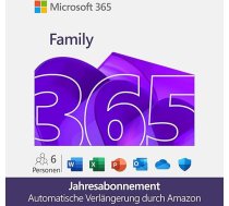 Microsoft 365 Family | 1 gads | līdz 6 personām | Office Apps mit KI | līdz 6 TB Cloudspeicher | Amazon Abonnement mit automatischer Verlängerung