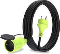 MutecPower Schuko pagarinātājs āra lietošanai IP44 H05RR-F3G 1,5 mm² āra pagarinātājs ar aizsargkontaktu ligzdu un Schuko ligzdu 5 m melns / zaļš