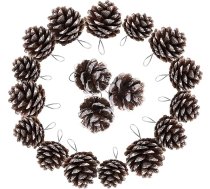 TRIXES Ziemassvētku eglīšu rotājumi - 18 priežu čiekuriņu iepakojums - Ziemassvētku rotājumi eglīšu rotājumi Svētku rotājumi - priežu čiekuri ar mākslīgo sniegu - Adventes vainags Ziemassvētku vainags -