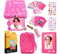 Kodak x Barbie Step Slim bezvadu momentfotogrāfijas printera dāvanu komplekts (Signature Style) + kameras soma, fotoalbums, uzlīmes un rāmis, 50 uzlīmes + cinka papīrs (20 lapas)