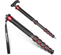 Manbily 32 mm oglekļa monopods kamerām 44 cm - 174 cm Oglekļa šķiedras monopods Tripod DSLR ceļojumu monopods ar pastaigu nūju rokturi 6 sekcijas Pārgājienu nūjas Maks. 15 kg ar telefona klipu videokamerai