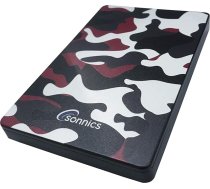 Sonnics 500 GB sarkans CFC ārējais pārnēsājamais C tipa USB 3.1 cietais disks, saderīgs ar Windows PC, Mac, Smart TV, Xbox One/Series X un PS4/PS5