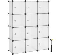 SONGMICS LPC342W01 12 nodalījumu plastmasas kurpju plaukts ar durvīm Skapja plaukts apģērbiem, apaviem, rotaļlietām un grāmatām, viegli samontējams, 93 x 31 x 123 cm, balts