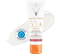 Vichy Anti-Age sejas kopšanas līdzeklis ar SPF 50, antioksidants 3-in-1 saules kopšanas līdzeklis ar filtra daļiņām sejai un dekoltē, elastīgākai ādai, mazāk grumbu un mirdzumam, 50 ml, bez krāsas