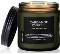 M&SENSE Kardamona un cipreses aromātiskās sveces glāzē 2 kokvilnas daktis 330 g sojas vaska svece 70 stundu degšanas laiks Tīra, netoksiska svece Rudens aromātiskā svece Kardamona un cipreses 2 kokvilnas dakts burkas svece