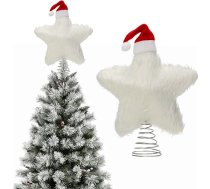 Plīša Ziemassvētku eglīte Topper zvaigzne 19cm pūkains zvaigzne Ziemassvētku eglīte Topper ar mini Ziemassvētku cepure Ziemassvētku eglīte zvaigzne pūkains eglīte Topper zvaigzne Ziemassvētku rotājumi Ziemassvētku rotājumi rotājumi par