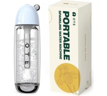 OTE pārnēsājamais ūdens karbonizators, dzirkstošā ūdens aparāts, 450 ml, kompakts izmērs, ūdens spirtotājs, bez elektrības, divslāņu PET pudele, bez BPA, zils (bez CO2 balona)