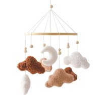 Uixxxducc Mobile Baby Wind Chimes, bērnu gulta Mobile Koka ar 3D mākoņiem Mēness, Bērnu istabas karājas gultas zvans, jaundzimušo dāvana bērnu zēniem un meitenēm (Brown)