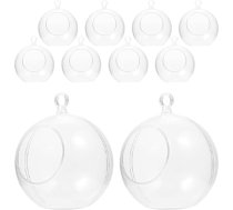 Warmhm 10 Ziemassvētku dekorēšanas bumbu sveču turētāji, kas izgatavoti no stikla caurspīdīgi puķu podi Plastmasas augi Tējas gaismas turētājs Piekaramais sveču turētājs Akrila caurspīdīgs