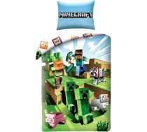 Halantex Minecraft gultas komplekts, Cacti the Racing Cactus kokvilnas sega, 140 x 200 cm un spilvendrāna 70 x 90 cm, oriģināls