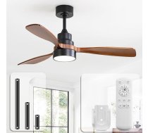 CACI Mall griestu ventilators ar apgaismojumu un tālvadības pulti, 3 koka ventilatora lāpstiņas, 122 cm, taimeris, 3 krāsu temperatūras, klusa līdzstrāva, 6 ātrumi, vasaras un ziemas griestu ventilators ar apgaismojumu
