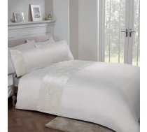 Sleepdown Ziedu samta ziedu krāsas Ivory Cream Luksusa, mīksta, viegli kopjama sega ar spilvendrānu (135x200cm) Poliesters