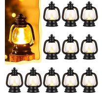 Weewooday Mini laterna Dekoratīvs 4" Rietumu kovboju kempinga galda rotājums Melns mazs piekaramais laternas ornaments Bulk Pack ar LED sveci Halloween Ziemassvētku kāzu svinībām