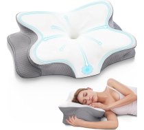 Buymoth dzemdes kakla atmiņas putu spilvens kakla un plecu sāpēm, ortopēdiskais spilvens, atvēsinošs spilvens, ergonomisks kakla spilvens sānu, muguras un vēdera gulētājiem ar noņemamu pārvalku, balts