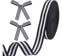 HOBBIESAY Melna balta svītraina lenta 22,86 m x 25 mm Grosgrain lentes Ziemassvētku svītraina lenta Amatniecības lenta Dāvanu lentes lentes rotājumiem Mājas puse Kāzu ziedu rotājumi