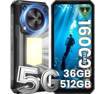 OUKITEL WP56 āra mobilais tālrunis 5G - 36 (12 + 24) GB RAM + 512GB/2TB ROM, 16000mAh, 108MP, 128DB skaļrunis, būvlaukuma mobilais tālrunis bez līguma ar 1000 lūmenu kempinga gaismu, 6,8 collu FHD+